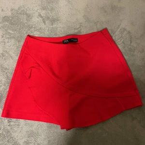 Zara red ruffle skort